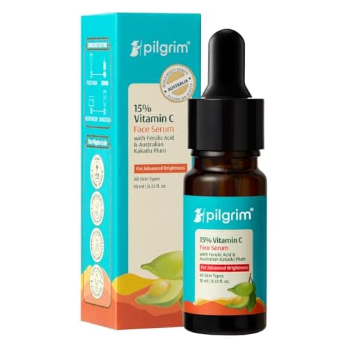 Pilgrim 15% Vitamin C Serum 10ml for Glowing Skin with Ferulic Acid & Kakadu Plum | Advanced Dark Spot Corrector, Hyperpigmentation & Brightening Face Serum | For All, Combination, Normal Skin