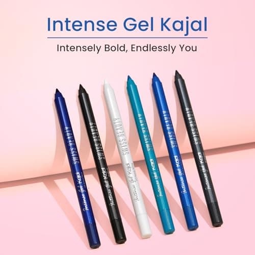 Swiss Beauty Intense Gel Kajal with Sharpener | 12-Hour Stay | Waterproof | Smudge-Proof | Creamy Texture | Highly Pigmented | Multi-Use Eye Pencil | 1.2g, Shade- Smoky 2