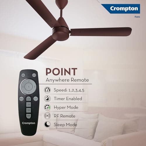 Crompton Energion Hyperjet 1200mm BLDC Ceiling Fan | Point Anywhere Remote Control | BEE 5 Star Rated Energy Efficient | Superior Air Delivery | Anti-Rust | 2 Year Manufacturer Warranty | Brown 5