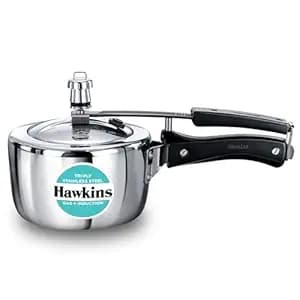 Hawkins 1.5 Litre Triply Stainless Steel Pressure Cooker, Inner Lid Induction Baby Cooker, Silver (HSST15)