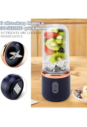 Portable Blender with 6 Blades, USB Rechargeable, 1500mAh Battery, Powerful Blending Modes, Mini Smoothie and Juice Maker, (Multicolour) 5