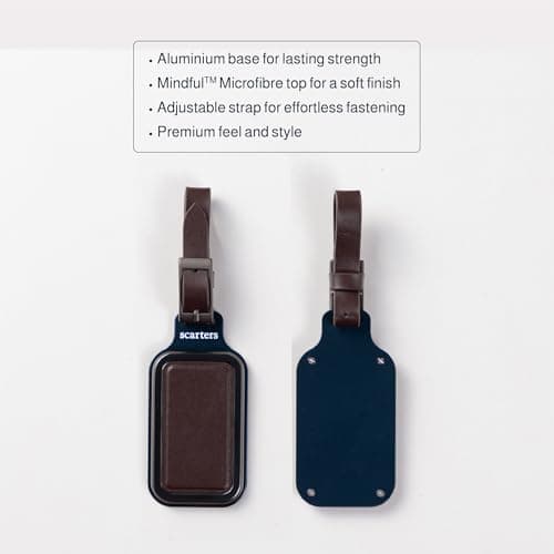 scarters Traveller's Trope | Gift Set of 2 – Passport Zip Wallet + Metal Luggage Tag | Travel Organiser for Cards & Currency | Vegan Leather | Gift for Travellers & Corporate (Deep Blue) 4