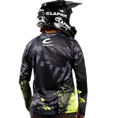 CLAPHIC Midnight Wolves Motocross Jersey | Riding Jersey Full Sleeve | Breathable Mesh | Reflective Logo | Neon | Dirt Bike MX Off-Road Enduro Riding Tshirt | S to 2XL (in, Alpha, 2XL, Regular) 3
