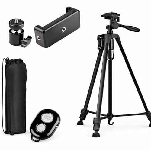 ENNIX 3366 Tripod Stand for Mobile and DSLR Camera | Aluminum Adjustable Tripod with Bluetooth Remote & 360° Mobile Holder | for Photography, Vlogging & Video Shooting