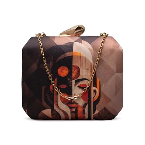 Artklim Colourful Lion Printed Clutch for Women – Designer Hard Case Party Clutch with Detachable Chain Strap | Luxury Evening Handbag for Weddings, Parties & Festive Occasions