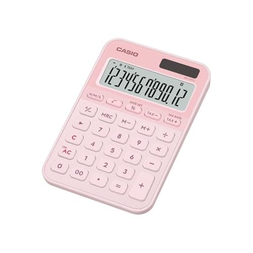 Casio MS-20YC Stylish and Colourful 12-Digit Mini Desktop Tax Calculator, Light Pink 2