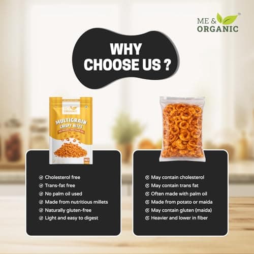 ME&ORGANIC Multigrain Crispy Bites | 75g Pack (Pack of 4) | Healthy Roasted Snack | High Fiber & Protein Rich | Made with Natural Ingredients | No Added Preservatives | Gluten-Free Crunchy Snack 4