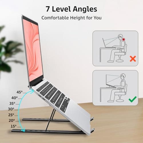 pTron DeskMate M1 15.6" Laptop Stand, 7 Adjustable Height, Metal Alloy, Foldable, Portable Tabletop Laptop/Desktop Riser Stand Holder Compatible for MacBook, HP,Dell,Lenovo & All Other Notebook(Black) 4