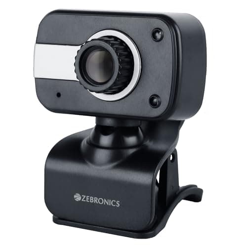 Zebronics Zeb-Crystal Clear Web Camera, 0.3 MP with USB with 3P Lens,Built-in Microphone,Auto White Balance,Night Vision and Manual Switch for LED (Black) 3
