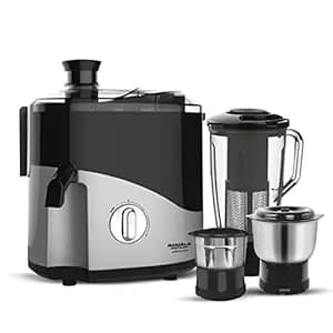 Maharaja Whiteline Odacio Plus 550-Watt Juicer Mixer Grinder With 3 Versatile Jars | Food Grade Safe | 2 year warranty (Black & Silver), 550 Watts
