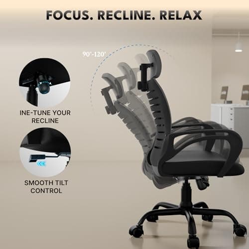 beAAtho® Verona Mesh High Back Ergonomic Home Office Chair with 3-Years Limited Warranty by beAAtho, Tilting & Height Adjustable Mechanism, Heavy Duty Metal Base Ideal for Office Work & Study (Black) 4