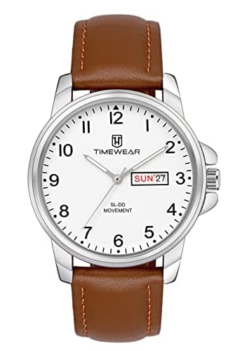 TIMEWEAR Analog New Track Number Dial Day Date Functioning Brown Leather Strap Watch for Men 2