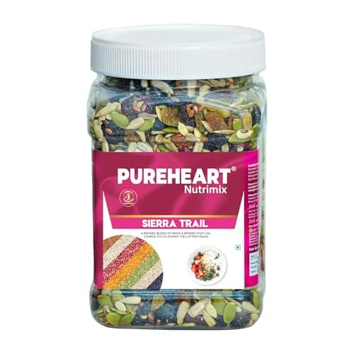 PUREHEART Nutrimix – Sierra Trail | Premium Seed & Berry Mix with Sunflower, Pumpkin, Cranberry, Raisins & Flax | High Fiber Superfood Snack for Energy & Digestion – 800g