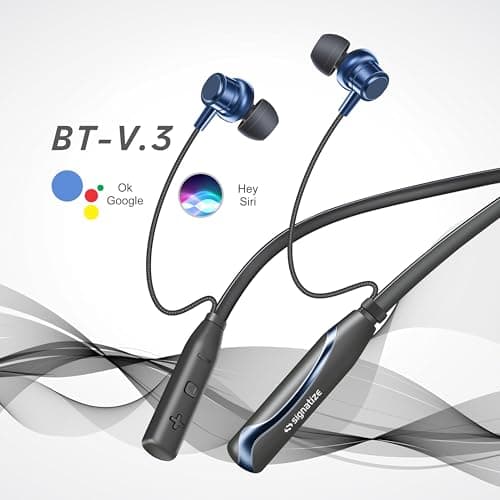 SIGNATIZE Neckband Bluetooth Headphones with Above 20 Hours Playtime with 10mm Drivers, Rich Music Experience, BT 5.3v, Type C Fast Charging, Neckband Earphones & IPX4 Water Resistant (Blue) 2