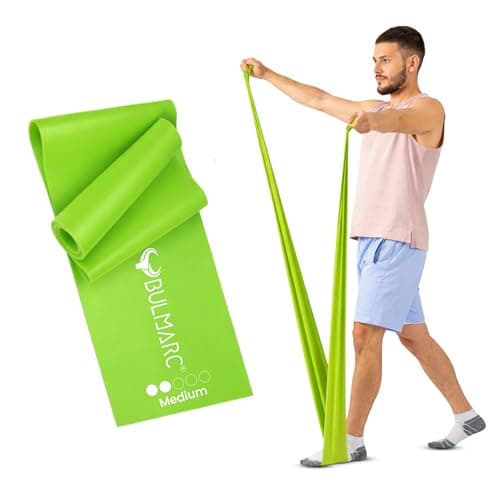 Bulmarc Yoga & Pilates Resistance Band for Home Workout, Strength Training & Physiotherapy, Latex Free Exercise Thera Band for Men & Women (Green (Medium)