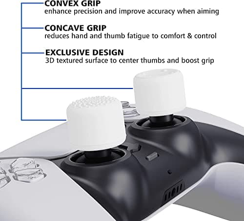OIVO INDIA Black Skull and White Thumbrgrip Set Controller Silicone Cover Case PS5 Controller Skin Anti Slip Protective Case Sleeve Compatible for Sony PlayStation 5 Remote (Combo of 2) 4