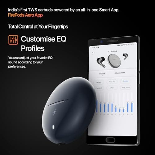 Fire-Boltt Aero TWS Earbuds Custom EQ, Wireless Bluetooth 5.4, Music & App Support, 50H Playtime, Fast Charging Case, 50ms Low Latency for Gaming, Touch Controls, IPX4 Waterproof, Clear Calls - Blue 6