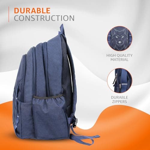 amazon basics Nylon Casual Standard 4 Compartment Backpack (11629-Wolf_Blu), 44 Litre, Blue 2