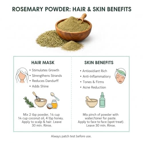 Rosemary Powder for Hair Growth & Hair Fall Control | 100% Pure & Natural Ayurvedic Powder | Helps Strengthen Roots & Improve Scalp Health | Herbal Hair Care for Men & Women (50g) 3