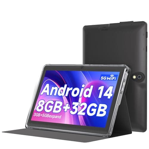 ICONLINK 7 Inch Android 14.0 Tablet with Protective Case, 8GB (3+5GB Expansion) RAM + 32GB ROM 1024*600 IPS Screen Dual Camera 3000mAh Battery Bluetooth 5.0 WiFi Tab (Black)