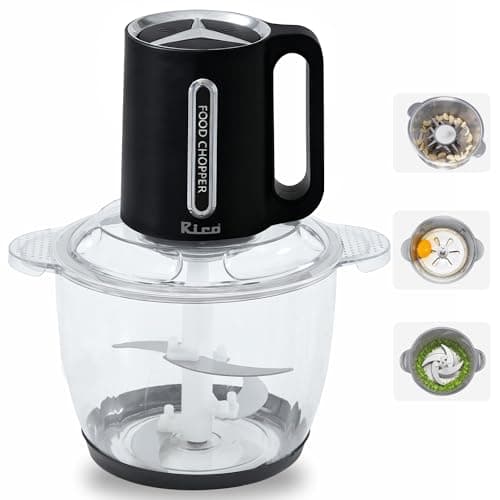 Rico 3 Litre Electric Chopper with Stainless Steel Bowl | 300W Motor | 3 Speed Modes | 4 Stainless Steel Blades | Vegetable & Onion Cutter with Garlic Peeler & Whipper (Transparent.)