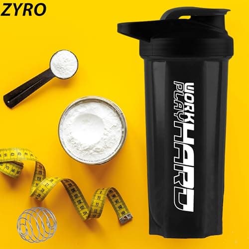 Zyro Gym Shaker for Protein Shake Leakproof Shaker Bottles for Protein, Preworkout and Bcaa Shake, Protein Shaker Bottle for Men and Women BPA-Free Material Plastic,Black - 700 Ml 4