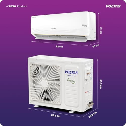 Voltas 1.5 ton 3 Star, New star rated, Inverter Split AC (Copper, Convertible 6-in-1 cooling modes, Ai Enabled, 4-way Swing, Sleep Mode, Auto Clean (183INV VERTIS AI ZEST GOLD, White) 4