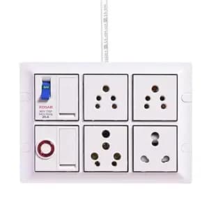 ELEGANT CASA 16 amp Electric Extension Board Heavy Duty Multi Plug Socket 2 Switch with mcb high Power Extension Box (2500w) Power Strip with 15 Meter Extension Cord Long Length Wire (White) 220 Volt
