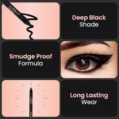 MARS Ziddi Kajal Pencil upto 12 Hours Long Stay Kajal | Rich Black Pigmentation | Smudgeproof & Water Resistance | Effortless One Swipe Application (1.4gm) Black) 5