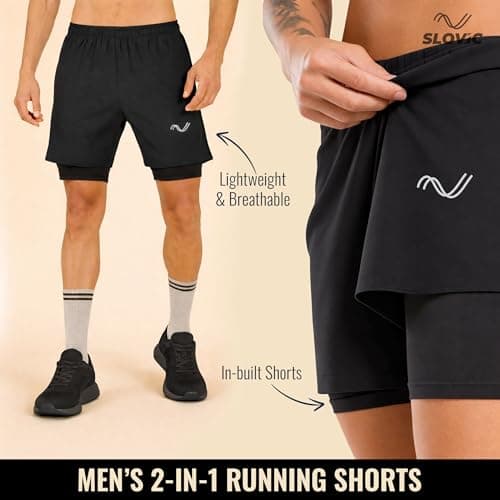 SLOVIC Gym Shorts for Men Workout [Medium] | Running Half Pant for Man | Cotton Shorts for Man with 2 Pockets | Ideal for Gym, Running, Sports & Summer | Gym Accessories for Men Workout | Black 2