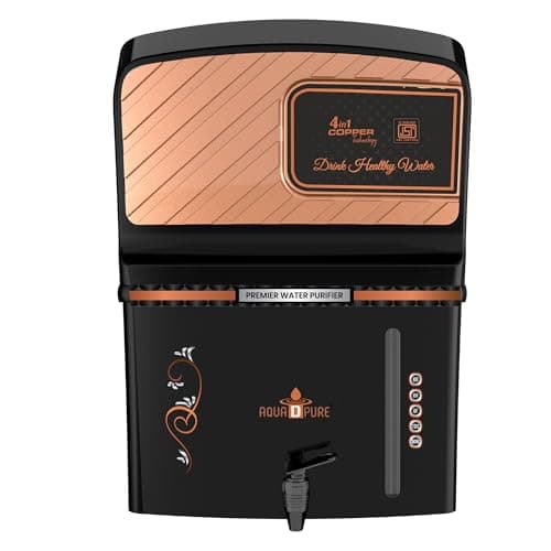 AQUA D PURE Copper RO Water Purifier | RO + UV + UF + TDS Controller + Copper Enriched Technology | 12 L Storage Tank | Wall Mount & Table Top | Suitable for Borewell, Tanker & Municipal Water