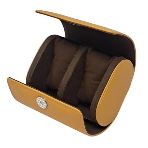 essart Luxury Watch Roll Case – Travel Watch Organizer-Watch Travel Case for 2 Watches | PU Leather Portable Gift Box for Watch Collectors Mustard Color