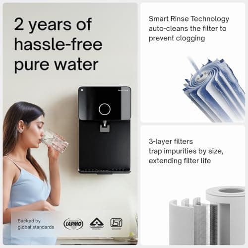 Native M1 Water Purifier by Urban Company | 10-Stage RO+UV+Copper+Alkaline+Mineraliser | No Service for 2 Years | India's Only 2-year Unconditional Warranty 3