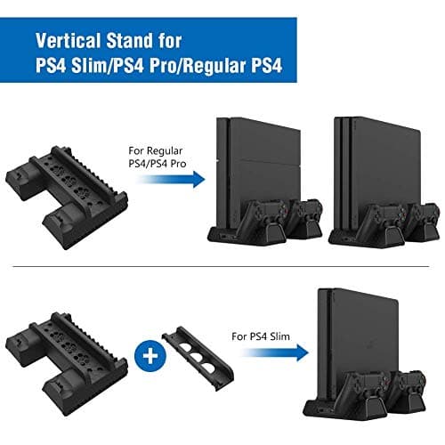 New WorldPlaystation 4 PS4 PS4SLIM PS4 PRO MultiFunction Console Vertical stand with cooling fan and charging dock and disc stand( Stand Only Console ,controller not included) 2