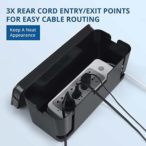 ZhiYo Cable Management Box Black, 2Pack Cord Organizer Box - Extra Large and Medium Size, Cord Hider Box to Conceal Power Strips on Desk or Floor, Made from Electrically Safe ABS Material 3