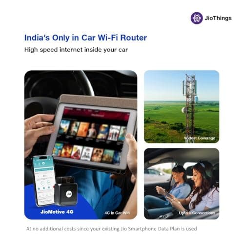 JioMotive OBD GPS Tracker & Wi-fi Router| 4G eSIM Plug n Play| Instant On/Off, Geo Fencing Alerts| 1 Year Free Subscription| Jio Locked | for Personal Cars & Small Fleets (Upto 5 Cars) 4