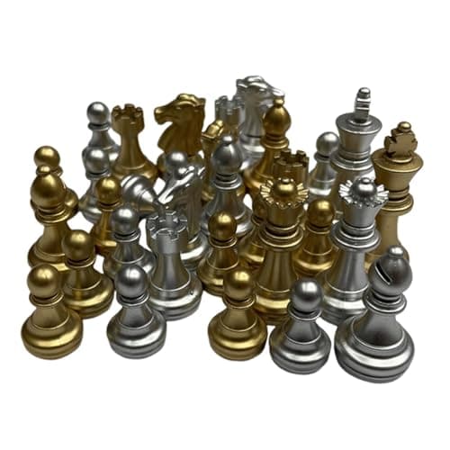 SNAPPSY 32Pcs Chess Pieces Educational Brain Teaser Gold and Silver Chess Game Pawns 6