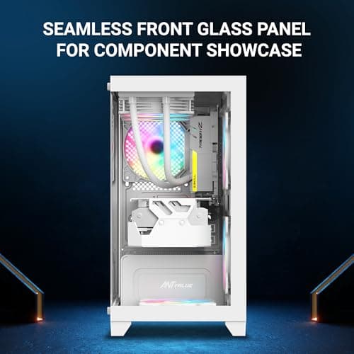 Ant Value Tempered_Glass CV200 Mid-Tower Computer Case/Gaming Cabinet - White | Support M-ATX, M-ITX | Pre-Installed 3 Static RGB Fans 2