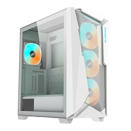 GIGABYTE C301 Glass White - White Mid Tower PC Gaming Case, Tempered Glass, USB Type-C, 4X ARBG Fans Included (GB-C301GW)