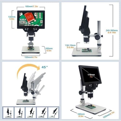 SCHOFIC G1200 12MP Digital Microscope 1-1200X Continuous Zoom Magnifier Optical Instruments 7" HD 3