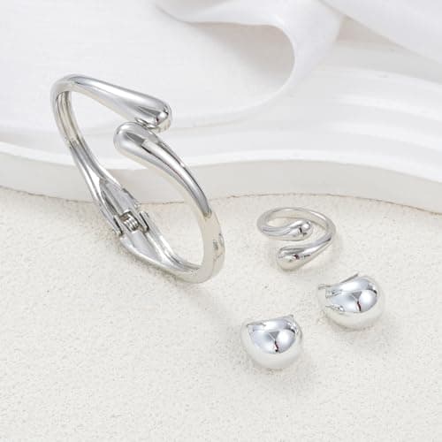 Shining Diva Fashion Latest Stylish Design Silver Plated Bracelet Earrings Ring Jewellery Set for Women (rrsd16630s) 5