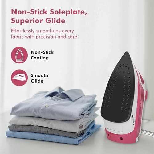 Havells TruSteam 1600 Watt Steam Iron with Self Cleaning Function|Vertical & Horizontal Ironing|220 ml Tank for Longer Ironing|High Steaming Rate upto 15 gm/min|2Yr Manufacturer Warranty(Pink) 5