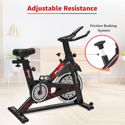PowerMax Fitness BS-151 Spin Bike Exercise Cycle with 10KG flywheel, Max user wt. 130kg for maxpro home workout, 2-way adjustable seat, Knob braking, iphone holder, 1 Year Manufacturer Warranty 5
