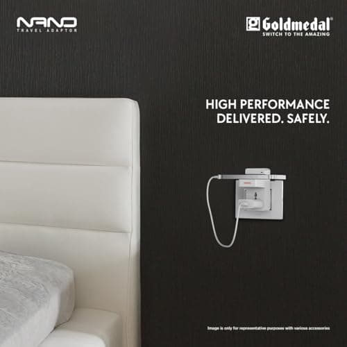 Goldmedal Nano 3 Pin Plug Travel Adaptor with Mobile Stand | LED Indicator | Multiplug for Home & Office | Supports 2-Pin & 3-Pin Plugs (Pack of 1) - White 3