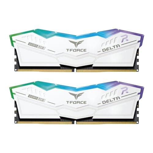 TeamGroup T-Force Delta RGB 2x32GB 6400MHz (6400MT/s) CL40 White 64GB DDR5 RAM Kit, Desktop Gaming Memory, Metal Heatsink, ARGB Sync, ECC, XMP 3.0/Expo, for Intel/AMD CPU - FF4D564G6400HC40BDC01