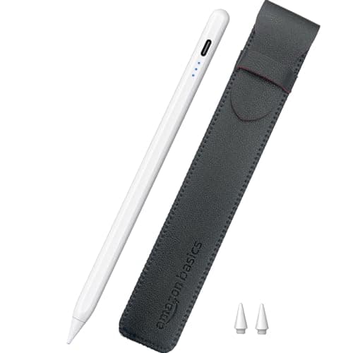 Amazon Basics Upgraded 2nd Gen Stylus Pen | Only for iPad 2018-2025 Air 3/4/5/M2/M3, mini 5/6, 6/7/8/9/10/11, Pro 11", 12.9" & M4 | White