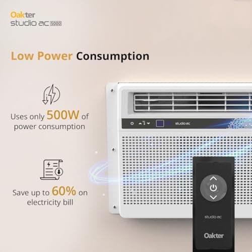 Oakter 0.5 Ton Inverter Studio AC 5000 (2026 Model) 3 Star | 6 Amp Plug | Low Power Consumption | 50°C Cooling | Surge Protection | Anti-Dust Filter | Ideal for 75 sq.ft Rooms 5