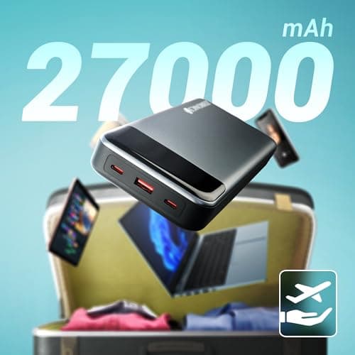 ZEBRONICS EnergiPOD 27R3 Power Bank, 27000 mAh, 100W, PD 3.0 Type C, Rapid Charging, Outputs - Dual Type C | USB A, LED Display, Auto Protections, Flight Friendly, Made in India (Black+Grey) 2