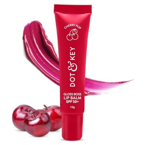 Dot & Key Cherry Lip-Balm SPF 50 (12gm) | Moisturization |For Smooth and Brightening | Shea Butter with Vitamin E | Tinted Lip-Balm for Glossy, Buttery Soft Lips | with Vitamin C for Dark Lips | For W