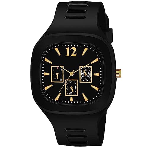 AMIGOS Square Multi Dial Analog Silicon Strap Addi Stylish Designer Analog Watch for Boys